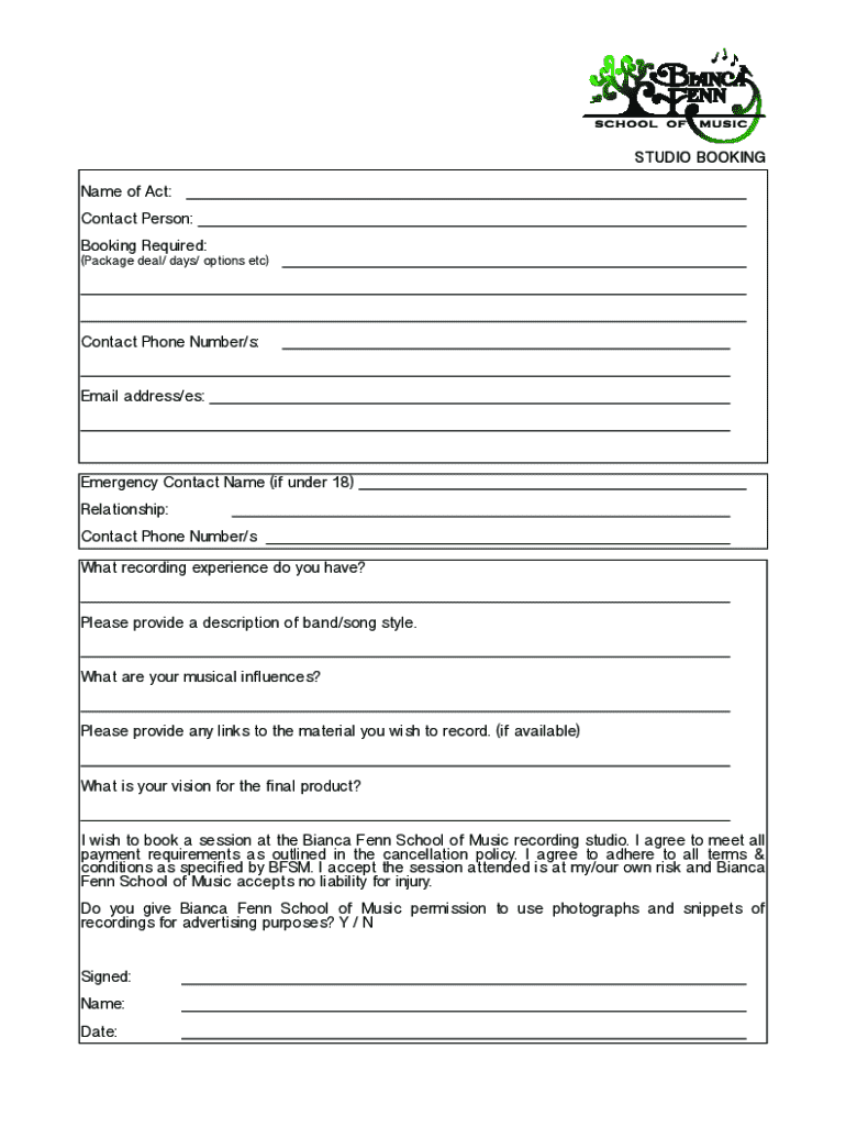 recording-studio-booking-form-template