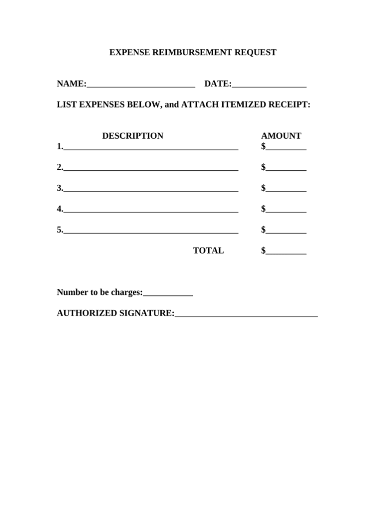 Resolution to Reimburse Expenses Form Template