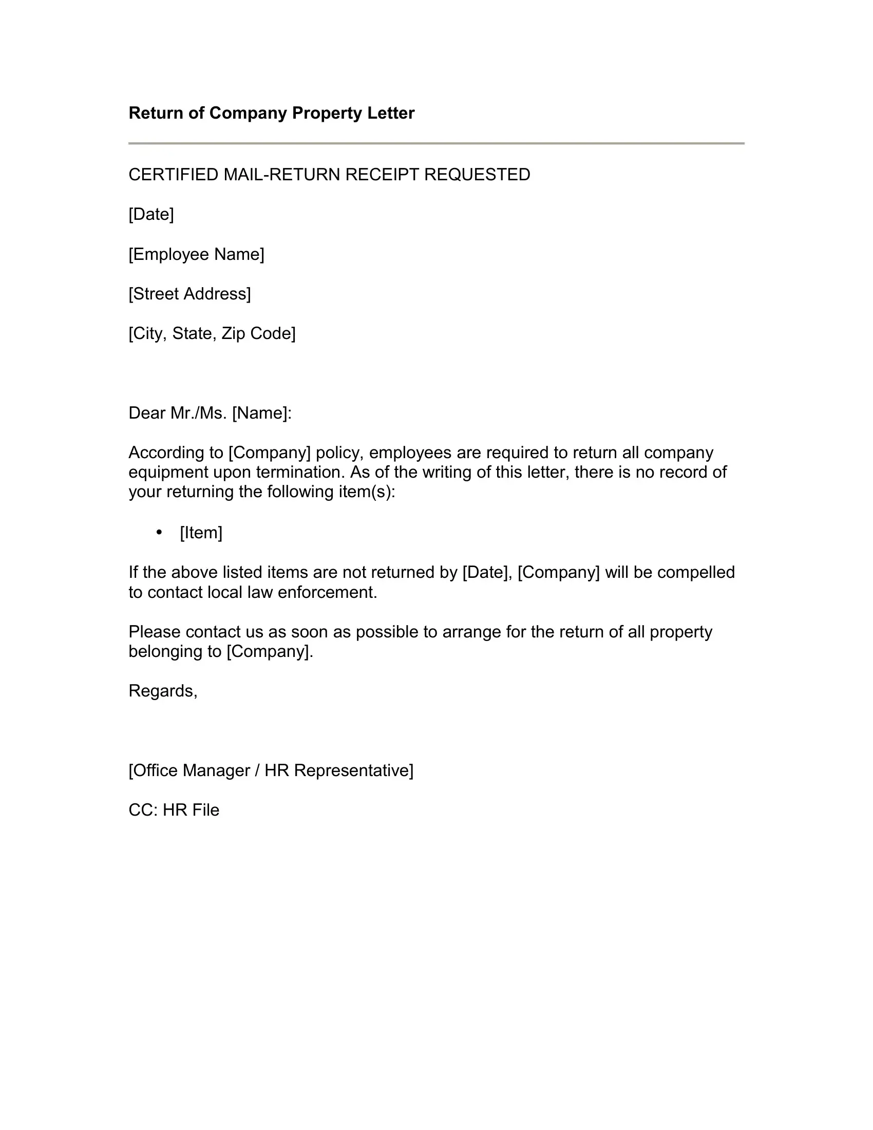 return-of-company-property-form-template