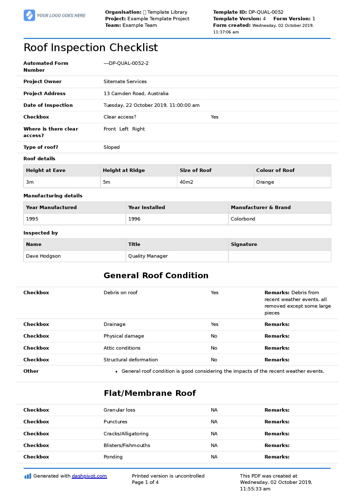 roof-inspection-documentation-form-template