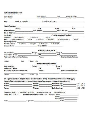 routine-medical-intake-form-template