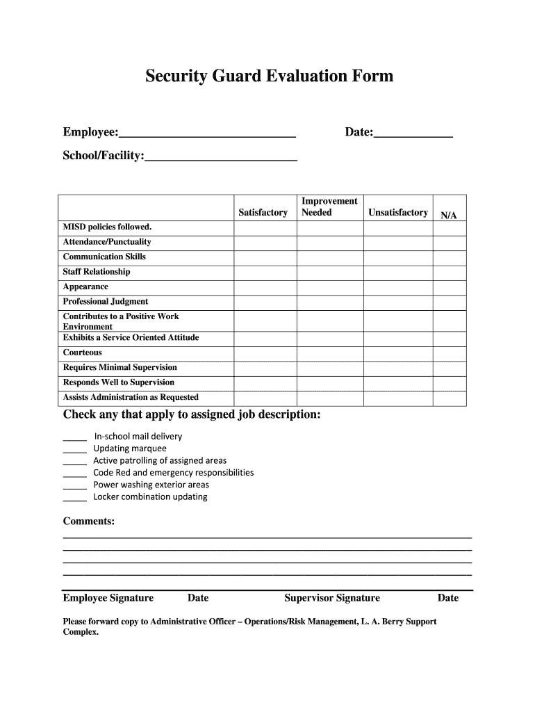 security-guard-performance-appraisal-form-template