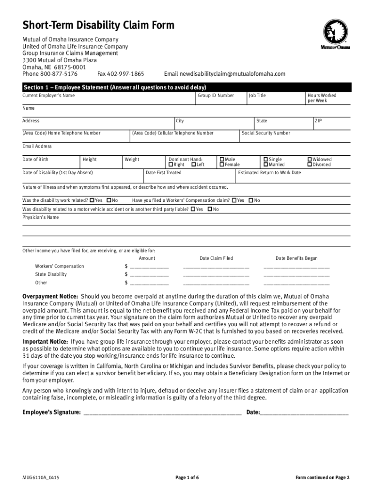 short-term-disability-form-template