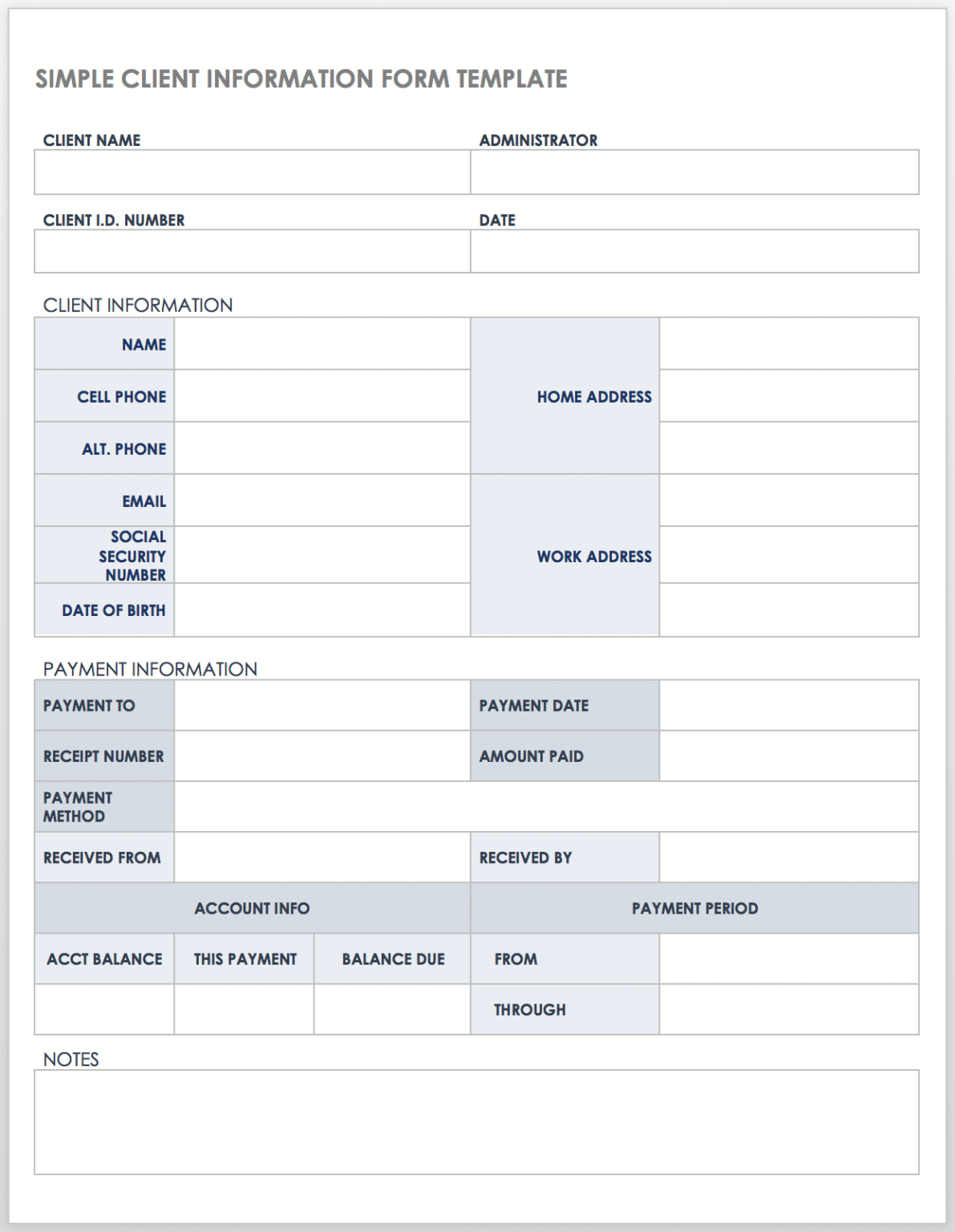 Contact Inormation Simple Simple Customer Information Form Template