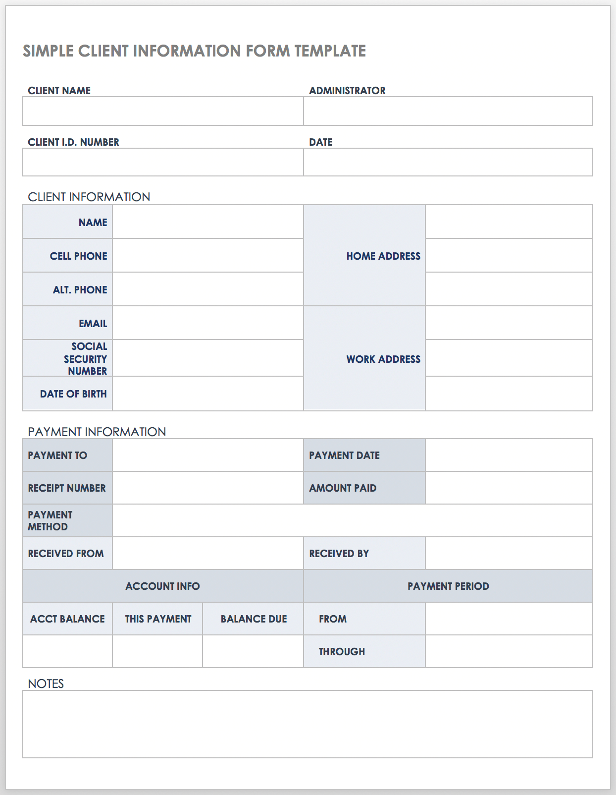 simple-customer-information-form-template