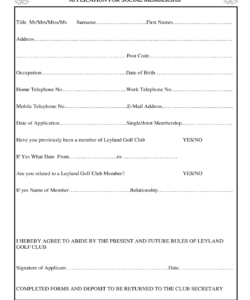 social-club-membership-form-template