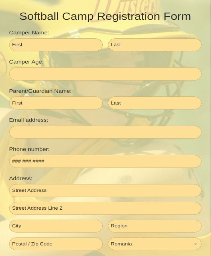 softball-camp-registration-form-template