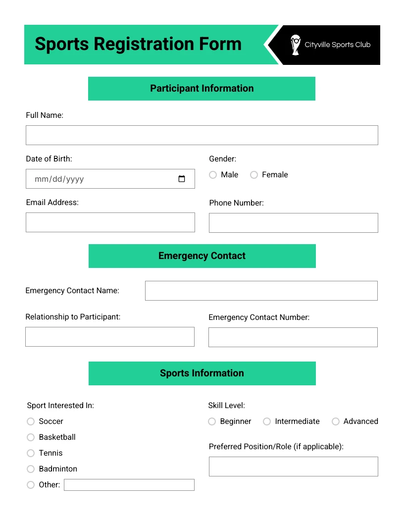 sports-team-registration-form-template