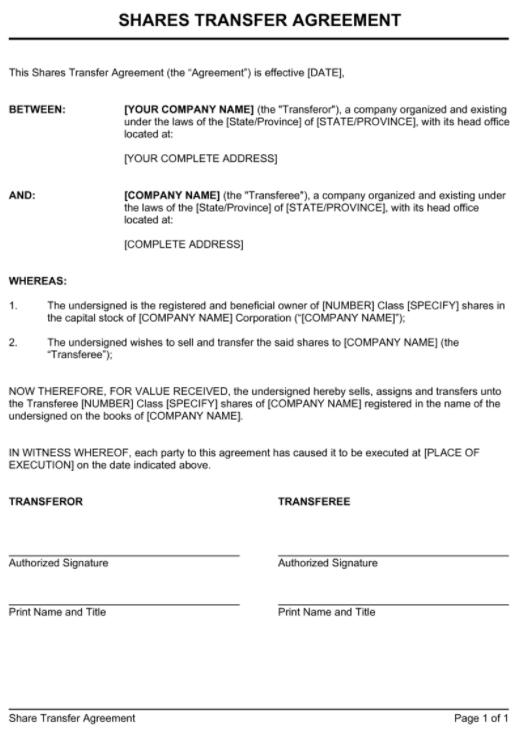 standard-share-transfer-form-template