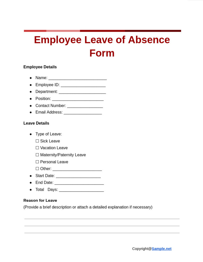Student Leave of Absence Form Template