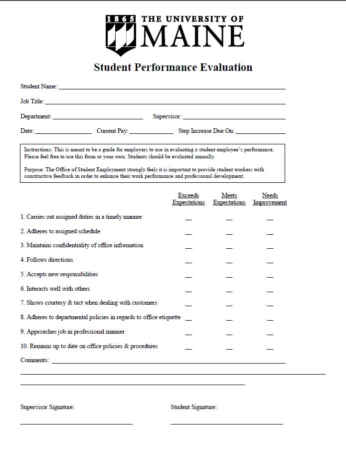 student-performance-evaluation-form-template