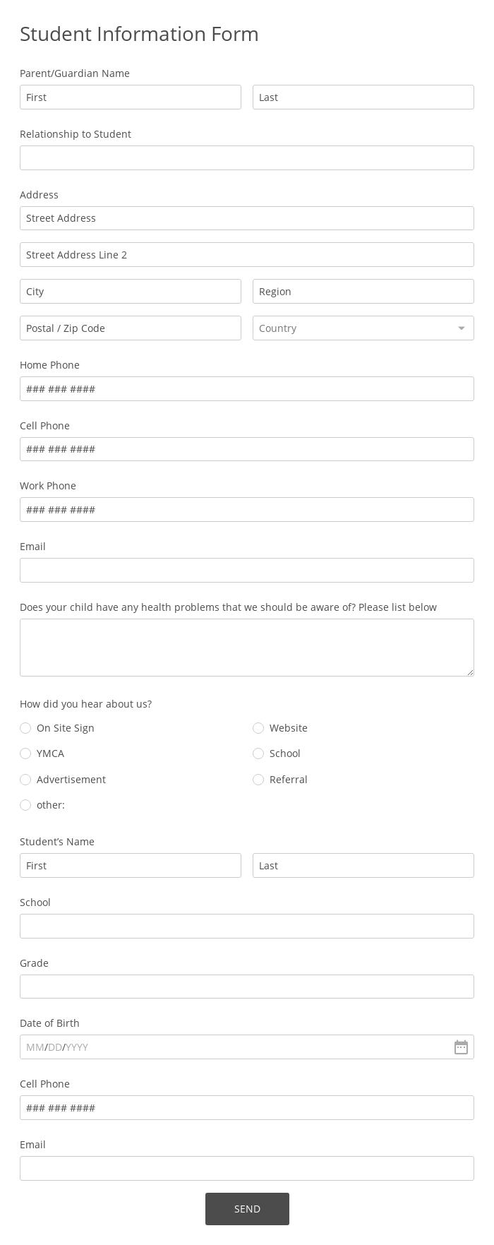 student-personal-details-form-template