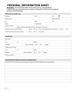 student-personal-information-form-template