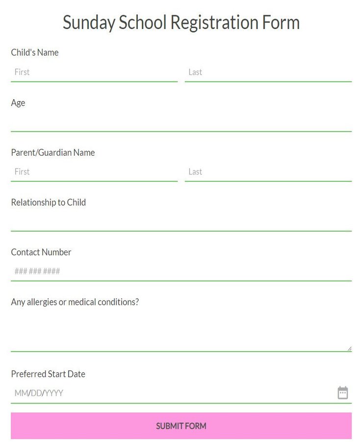 sunday-school-class-registration-form-template