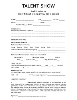 talent-show-audition-form-template