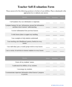 teacher-self-evaluation-form-template