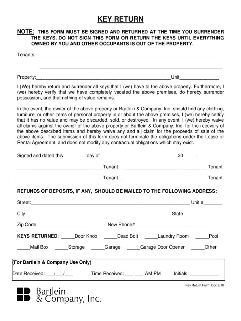 tenant-key-return-form-template