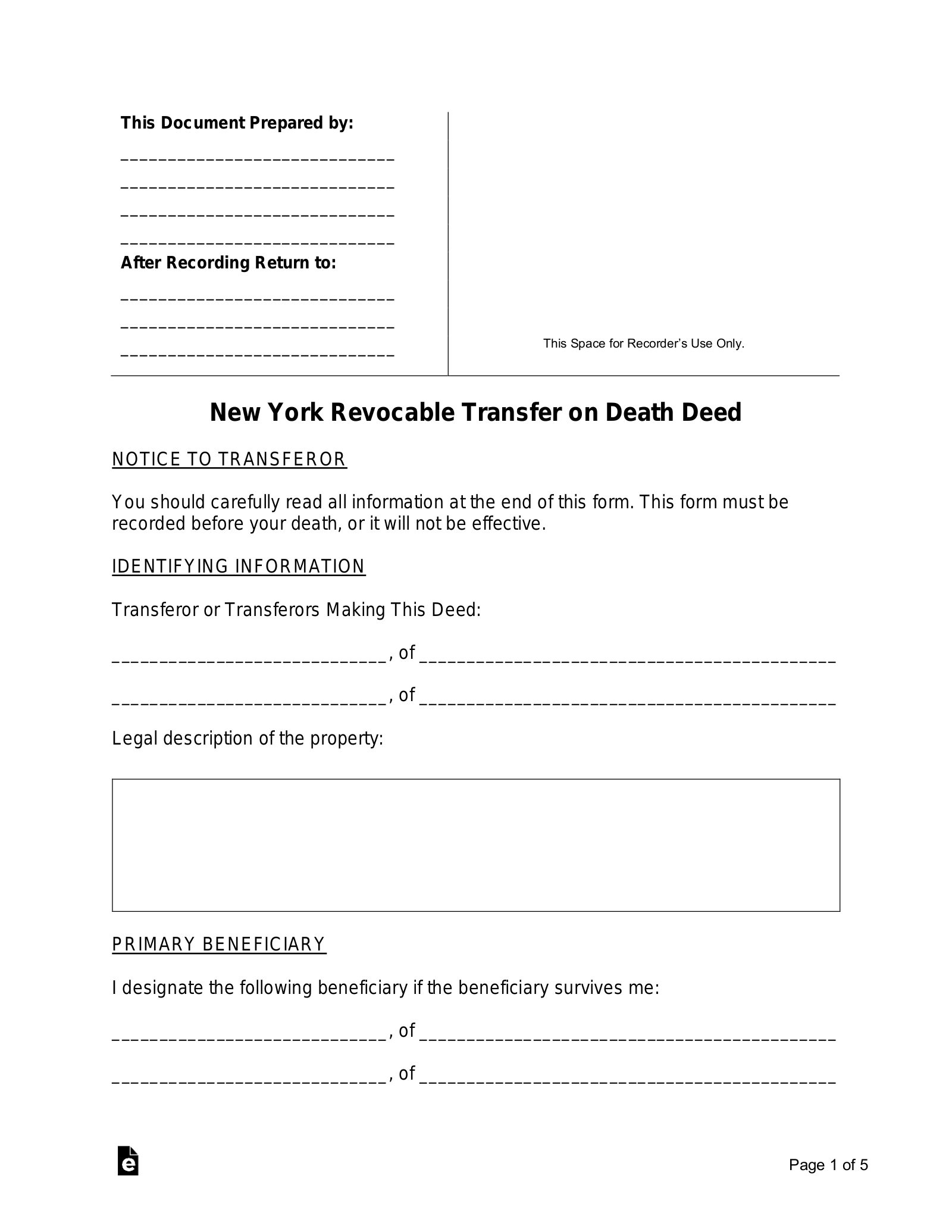 transfer-on-death-deed-new-york-form-template