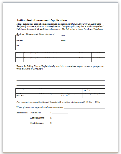 tuition-reimbursement-request-form-template