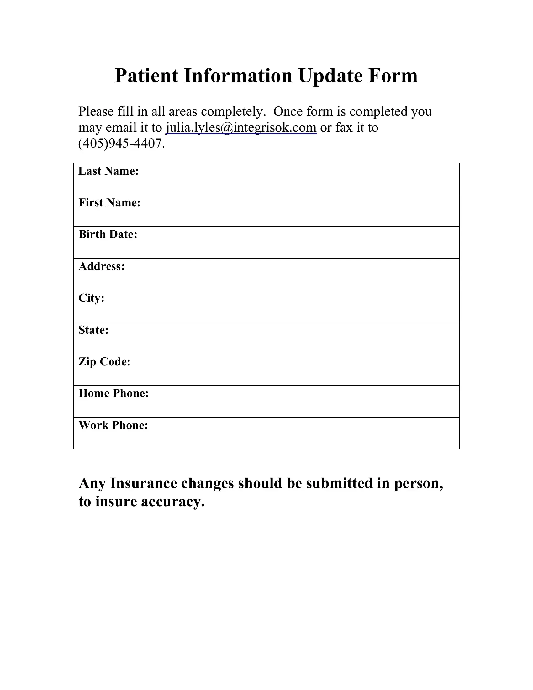 update-patient-information-form-template