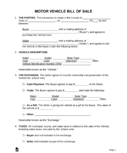used-car-bill-of-sale-form-template