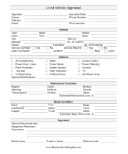 used-vehicle-appraisal-form-template