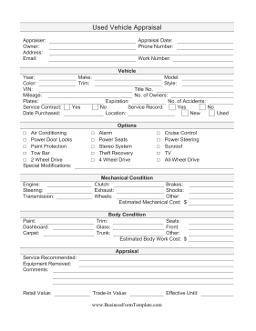 used-vehicle-appraisal-form-template